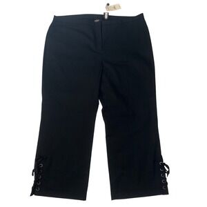 Express Stretch Black Lace Up Grommet Hem Cropped Capri Pants 13/14 New With Tag